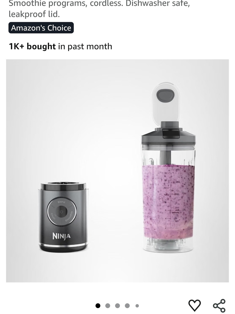 Ninja Purple 22 oz Detachable Blender Vessel